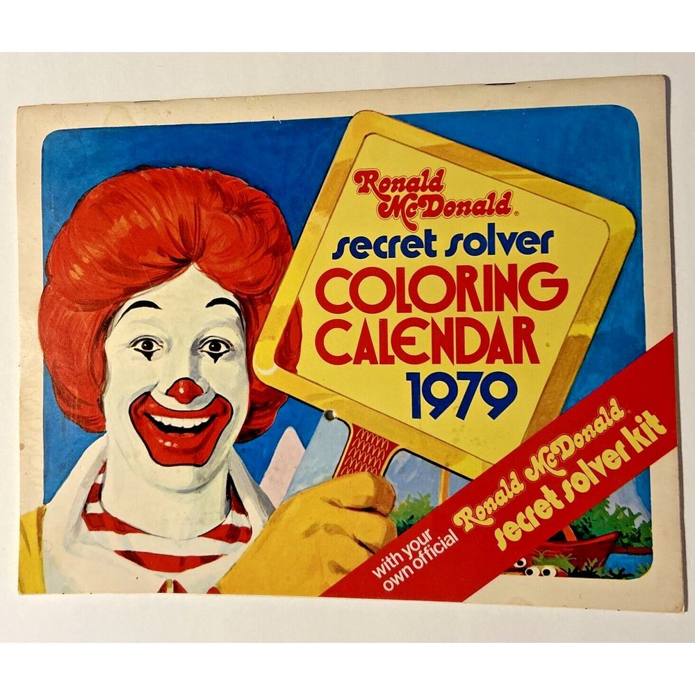 1979 Ronald McDonald Calendar Secret Solver Coloring Coupon Book Intact Viewers